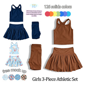 Completo Sportivo Casual 3 Pezzi per Bambine Ruidian, Nuovo Design 2026, Set Atletico per Bambine, Set con Gonna Tinta Unita per Bambine, Set in Nylon OEM per Neonata - Product Image 5