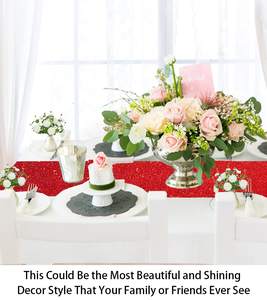 Drapeau de table de banquet de mariage de noël nappe ronde nordique rouge or pailleté pour la fête de vacances - Product Image 5