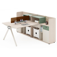 Ensemble bureau et chaise de bureau moderne et simple, bureau informatique quatre places en PVC pour bureau, salon de manucure, origine Chine