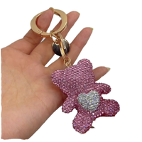 Porte-clés professionnel personnalisé en alliage de zinc, motif ours, design vintage tendance, avec strass et cristaux, pour accessoires de voiture et sacs