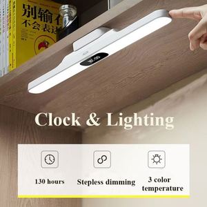 New USB Rechargeable Long Magnetic Infinitely Dimming Eye protection Touch Reading Light Bedside <b>LED</b> <b>Clock</b> Desk Lamp for Bedroom - Product Image 6
