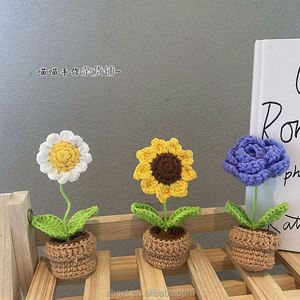 Flores Tejidas en Maceta, Girasol, Tulipán, Rosa, Margarita, Flores de Ganchillo Hechas a Mano - Product Image 4