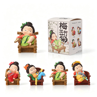 Statuette en résine de style chinois, les Quatre Gentlemen (Plumier, Orchidée, Bambou, Chrysanthème), beauté assise en Hanfu, décoration de bureau, cadeau