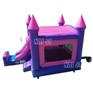 Château gonflable pour enfants, rose et violet, <span class=keywords><strong>location</strong></span> de Moonwalk, château gonflable commercial, trampoline gonflable, combo sec pour la vente - Product Image 6