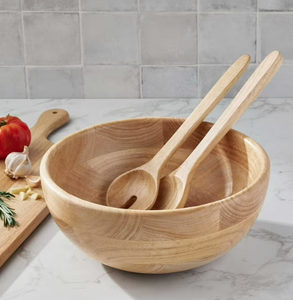 Solid Rubberwood Salad Bowl Sets (Natural Grain) - Product Image 6