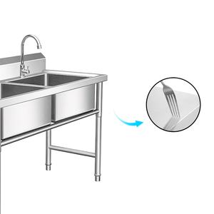 Penjualan Langsung Pabrik Shandong 201 304 Stainless Steel Wastafel Ganda Dapur Komersial Tugas Berat Lapisan Pembersih Otomatis Anti Korosi - Product Image 4