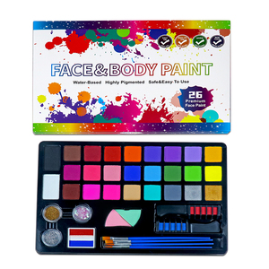 Kit de peinture corporelle professionnelle non toxique à base d'eau pour enfants et adultes, 26 couleurs, maquillage de fête d'Halloween, <span class=keywords><strong>pochoir</strong></span>, pinceau, éponge - Product Image 1
