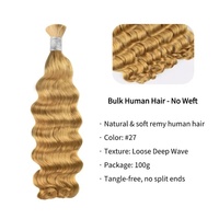 Vente en gros pas cher, cheveux humains en vrac à vagues profondes pour tresser des paquets de cheveux sans trame pour tresses Boho 100% Extensions de cheveux vierges