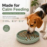 YMS Umweltfreundlicher Tragbarer Abgerundeter Silikon-Hundenapf mit Saugnäpfen Rutschfestes Design Wasserdichter Slow-Feeder für Hunde & Katzen