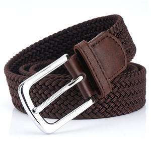 <span class=keywords><strong>Ceinture</strong></span> élastique tissée pour homme en nylon extensible de qualité supérieure avec boucle à ardillon robuste et extrémité en cuir suédé - Product Image 4