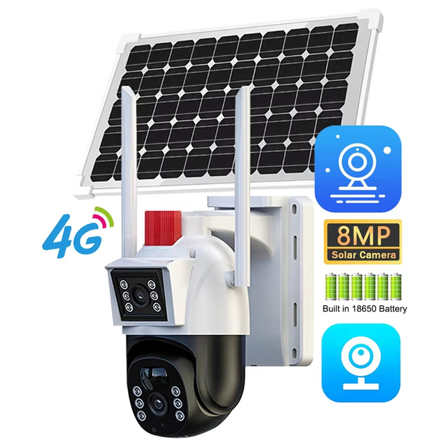 High Quality V380 Outdoor Security CCTV Network Camera Smart Solar Power 4G Sim Card Energy Saving WIFI PTZ Features CMOS Sensor