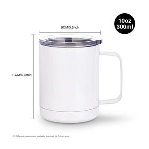 PYD Life – Tasse de voyage isotherme vierge de 10 oz pour sublimation, avec poignée et couvercle, pour impression personnalisée par presse à chaud – Vente en gros - Product Image 2