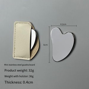 Strumento Gua Sha in Acciaio Inox a Forma di Cuore con Logo Personalizzato e Custodia in Pelle per Drenaggio Linfatico Facciale ad Uso Domestico - Product Image 4