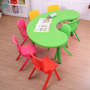 Mesa y Silla de Plástico con Diseño de Luna en Varios Colores para Jardín de Infancia, Estudio Infantil, Estación de Escritura para Bebés, Mobiliario Escolar - Product Image 1