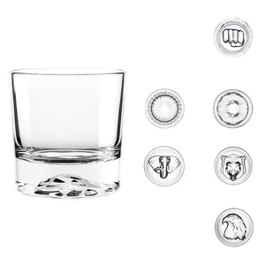 Factory Wholesale 315 Ml Bottom Custom Pattern Iceberg Whiskey Glasses Old Fashioned Glass Bar With Free Sample