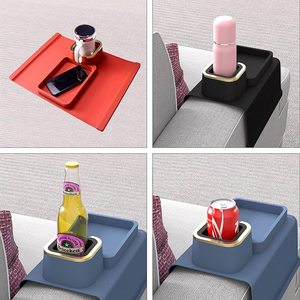 Organizer Ponsel untuk Kursi Santai, Meja Sandaran Tangan untuk Minuman, <span class=keywords><strong>Remote</strong></span> Control, Tatakan Silikon Anti Tumpah, Nampan Sandaran Sofa, Tempat Cangkir Sofa - Product Image 4