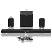 A9Pro Système de son home cinéma 5.1 canaux en bois 8 pièces avec woofer de 1 pouce pour basses, son surround sans fil pour TV, salon, karaoké et mur d'écho