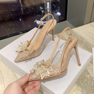 Zapatos de Tacón Alto de 10CM/8CM/6CM con Tira Trasera de Pedrería para Mujer, Estilo Elegante, para Bodas y Fiestas - Product Image 1