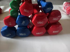 High Quality Gym Home Colorful Exercise Hexagonal Vinyl Cast Iron <b>Weight</b> Colorful Neoprene Coated PVC Dumbbells Set - Product Image 5