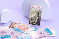 Cartes oracle de tarot d'affirmation minuscule rose imprimées sur mesure, mini cartes de tarot arc-en-ciel avec boîte