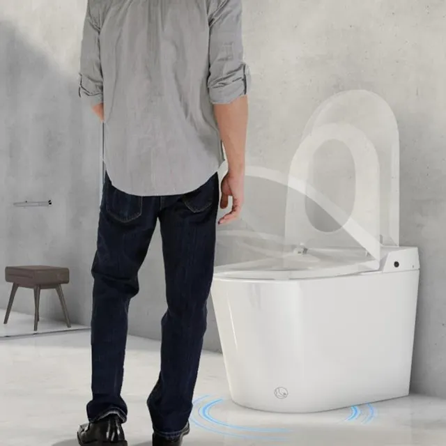 Kamar mandi wc UPC keramik operasi otomatis sifon flush terpasang di lantai toilet cerdas bulat toilet pintar dengan sensor