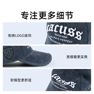 หมวกเบสบอล 6 แผง ปักอักษร 3 มิติ โลโก้แบบกำหนดเอง พร้อมเอฟเฟกต์ทำเก่า - Product Image 6