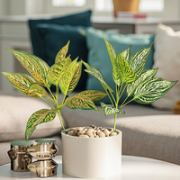 Plante artificielle à 9 têtes, feuilles d'Alocasia et de Monstera, simulation de plante verte, décoration intérieure, plante en pot, vente en gros