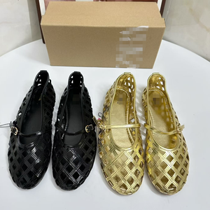 F703 ZA 2026 Nuevas Sandalias Populares para Mujer, Sandalias Planas de Playa con Punta Redonda, Blancas y Doradas, Ligeras, Tipo Bailarinas - Product Image 6