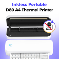 Imprimante thermique portable A4 mini de poche, noir et blanc, sans fil, sans encre, pour documents, pour la maison et le bureau, garantie 1 an