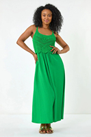 Femmes élégante sangle robe mi-longue en gros été Crochet contraste broderie couleur unie sans couture tricot jupe pour Petites dames