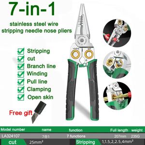Alicates de electricista, pelacables multifunción, Alicates de punta de aguja de acero inoxidable 8 en 1 con medición eléctrica - Product Image 6