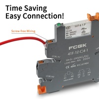 Module de relais mince sur rail DIN FCGK 41F-1Z-C4-1 6A, interrupteur de relais électromagnétique 6-24 VDC, interface SPDT, prise de relais 240 V, 1NC+1NO