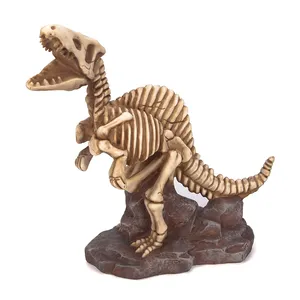 สัตว์เลื้อยคลานเครื่องประดับหัวไดโนเสาร์ซ่อนกะโหลกศีรษะภูมิทัศน์ถ้ำสำหรับ Terrarium