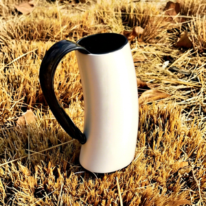 Chope à bière en corne polie faite à la main, anti-fuite, réutilisable, compatible lave-vaisselle et micro-ondes, design classique et solide, style indien, idéale pour les fêtes - Product Image 1