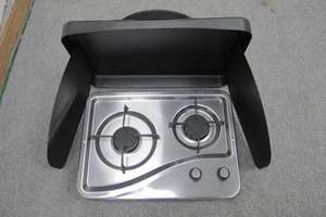 Estufa de Gas Integrada en Mesa para Vehículos Recreativos (RV), Dos en Uno, Alto BTU, con Protección Contra el Viento, Modelo RVS-04D de Acero Inoxidable - Product Image 6