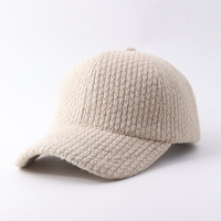 Casquette de baseball d'hiver douce et moelleuse en tricot avec visière incurvée, chapeau décontracté chaud pour femme, vente en gros, logo personnalisé