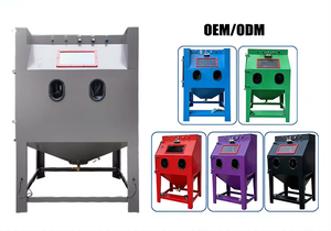 Industrial Manual 1010 Wet Type <b>Sand</b> Blaster Cabinet with Pump Motor Loading Cart Turntable for Heavy Engine <b>Block</b> Rust Removal - Product Image 4