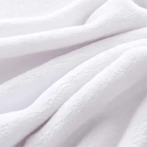 White 100% Polyester Luxurious Plush Flannel Blanket Blank Baby Blanket For Sublimation