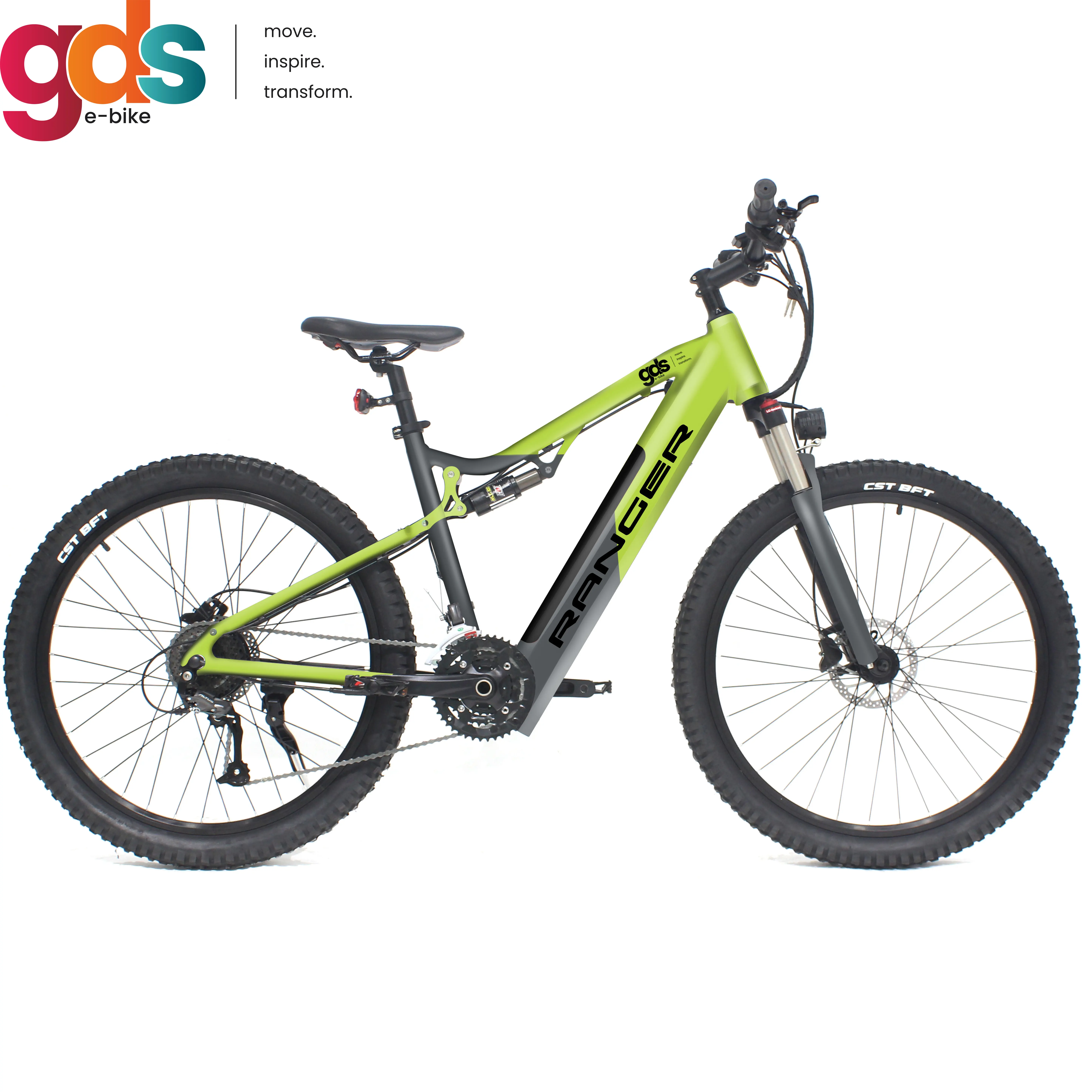 GDS Ebike M019 Sproket 27.5 ", Suspensi Ganda Sepeda Listrik Jarak Jauh untuk Pria, Sepeda Gunung E untuk Pria
