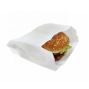 Sacs en papier kraft blanc de luxe 100% résistants à la graisse avec ruban pour hamburgers - Product Image 1