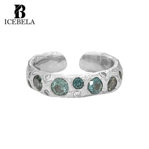 Anelli Aperti Vintage di Tendenza in Argento Sterling 925 con Zircone <span class=keywords><strong>Viola</strong></span> e Finitura Texturizzata da Donna, Alta Gioielleria di Design - Product Image 6