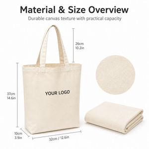 Custom Logo Durable Canvas Tote <b>Bag</b> Reusable Shopping <b>Bag</b> With Reinforced Handles Inner Lining Multiple <b>Sizes</b> And Colors - Product Image 4