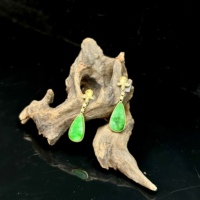 Boucles d'oreilles en jadéite birmane naturelle de qualité A, forme goutte d'eau, haute qualité, pour femme, cadeau en jadéite birmane (avec NGTC)