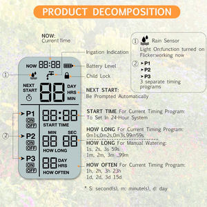 Alat Pengatur Waktu Penyiraman Taman Otomatis, dengan <span class=keywords><strong>3</strong></span> <span class=keywords><strong>Program</strong></span> Mengatur Sendiri Pengontrol Penyiraman - Product Image 6