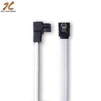 Kabel Data SATA 3.0 III SATA3 7pin, kabel Data 6 Gb/s, kabel sudut kanan, kabel Drive Hard Disk HDD dengan lengan nilon Premium 50CM