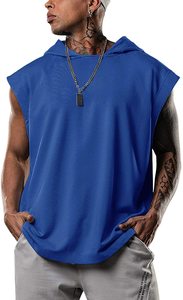 Sudadera sin mangas con capucha para hombre, talla grande, estilo musculoso, para gimnasio, ajustada, para entrenamiento y running, lisa - Product Image 3