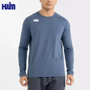 Individuelles Herren Slim Fit langärmeliges Aktiv-Top mit Kontrastlogo einfarbig Herren Fitnessstudio Sport Training T-Shirt Outdoor Jogging-T-Shirt