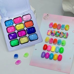 Vernis à ongles solide 12 couleurs, gel de peinture Pat, gel brillant dégradé, pour la création et la décoration d'ongles, usage professionnel et DIY, populaire en été - Product Image 1