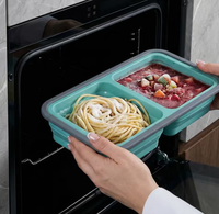 Boîte de conservation alimentaire pliable et étanche en silicone Besafe, avec compartiments, pour réfrigérateur, congélateur et voyage, gain de place