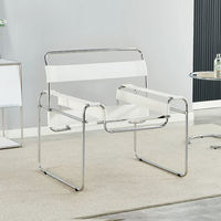 Fauteuil de salon moderne en cuir PU blanc avec pieds en métal chromé, durable et écologique
